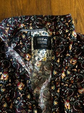 Monument XL Floral Button-Up Shirt - Black Burgundy Mustard